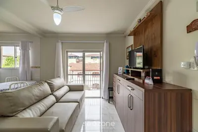 A cozinha ou kitchenette de Apto 2Q a 260m da praia do Canto - Itapema RTL0302