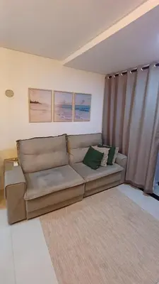 Uma área de estar em Excelente apartamento com 3 quartos disponíveis Palmas SC próximo a praia - 2 quartos e sala com ar condicionado
