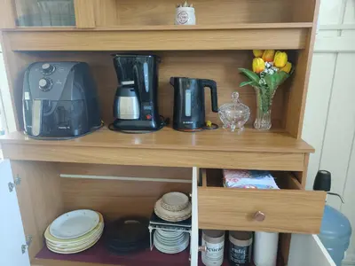 Comodidades para chá e café em Calheiros Beach house