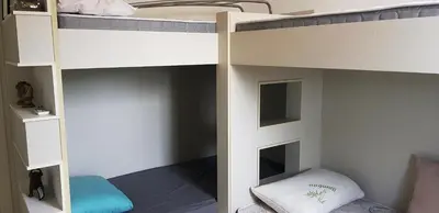 Uma ou mais camas em beliche num quarto em Alto Padrão na Meia Praia com 3 Garagens, Ar e WiFi