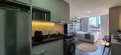 A cozinha ou kitchenette de Loft Completo Vista Yachthouse |CURTA203