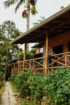 Um jardim no exterior de Pousada Nosso Bosque