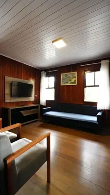 Uma televisão e/ou sistema de entretenimento em Casas Praia da Lagoinha - Mestre Naro