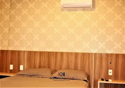 Uma cama ou camas num quarto em 1042 - Apartamento no centro de Bombinhas - Residencial Águas Azuis Apto 203 B