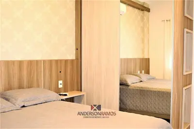 Uma cama ou camas num quarto em 1042 - Apartamento no centro de Bombinhas - Residencial Águas Azuis Apto 203 B