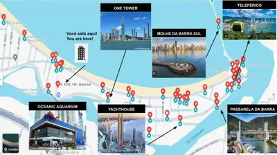 A planta de Apto na Quadra do Mar e Vista para o Rio