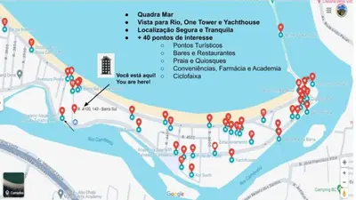 A planta de Apto na Quadra do Mar e Vista para o Rio