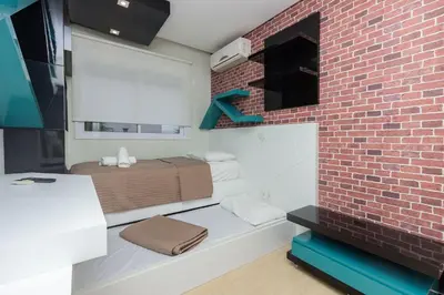 A planta de Boulevard 205A - Excelente apartamento em condomínio de luxo no centro de Bombinhas - Piscina - Jacuzzi - Academia - Portaria 24h.
