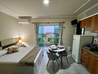 Uma cama ou camas num quarto em Estúdio a 150 metros da Praia de Mariscal - V05