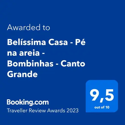 Um certificado, prémio, placa ou documento mostrado em Belíssima Casa - Pé na areia - Bombinhas - Canto Grande