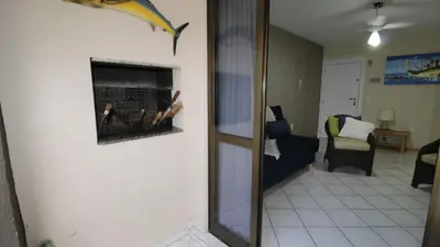 Uma área de estar em 1030 Apartamento com vista para o Mar na Praia de Bombinhas