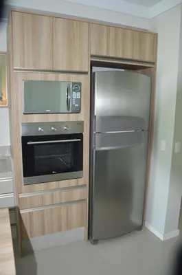 A cozinha ou kitchenette de Belíssimo apto 2 suítes com vista para o mar