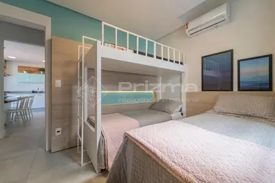 Uma cama ou camas num quarto em PM 205 · Apartamento de Alto Padrão com Rooftop, 3 quartos na Praia Bombinhas com excelente localização.