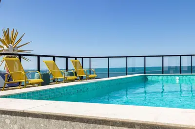 A planta de Aion Suites 205 – Lindo apartamento com Vista para o Mar, a 60m da Praia de Bombinhas, com Piscina e Academia no Rooftop.
