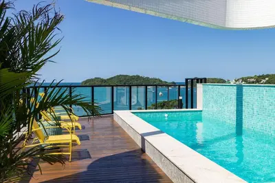A planta de Aion Suites 302 – Lindo apartamento com Vista para o Mar, a 60m da Praia de Bombinhas, com Piscina e Academia no Rooftop.