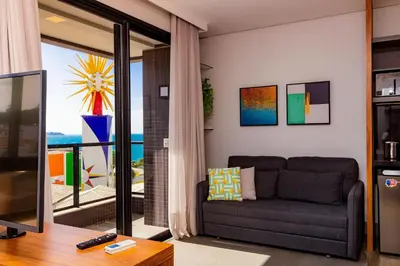 A planta de Aion Suites 302 – Lindo apartamento com Vista para o Mar, a 60m da Praia de Bombinhas, com Piscina e Academia no Rooftop.