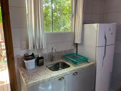 A cozinha ou kitchenette de casa praia miseria