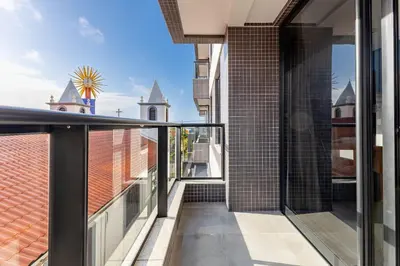 Uma varanda ou terraço em Confortável Loft em Condomínio com Piscina