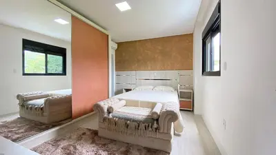 Uma cama ou camas num quarto em Aconchegante apartamento térreo na Praia de Mariscal