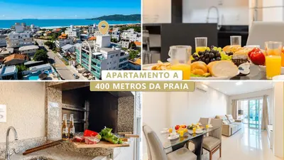 A planta de Confortável Apto para Famílias Pertinho da Praia