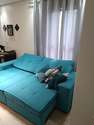 Uma cama ou camas num quarto em Aconchego azul do mar