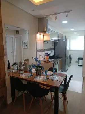 A cozinha ou kitchenette de Aconchego azul do mar