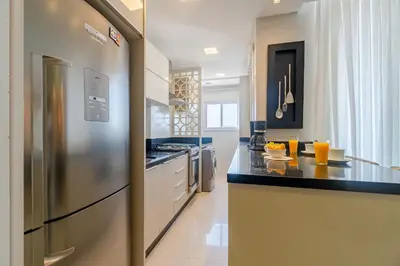 A cozinha ou kitchenette de Varandas do Atlântico - Fabuloso Apartamento com Vista Mar