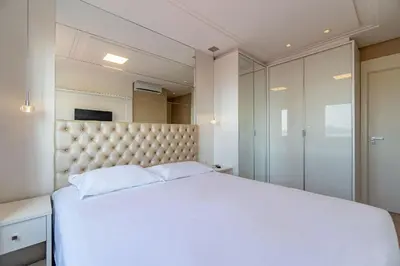 Uma cama ou camas num quarto em Varandas do Atlântico - Fabuloso Apartamento com Vista Mar