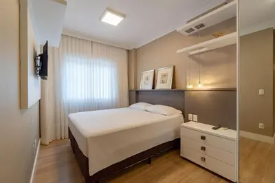 Uma cama ou camas num quarto em Varandas do Atlântico - Aconchegante Apartamento em Condo Pé na Areia