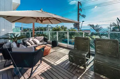 Uma varanda ou terraço em Apartamento 306B – Edifício Boulevard em Bombinhas