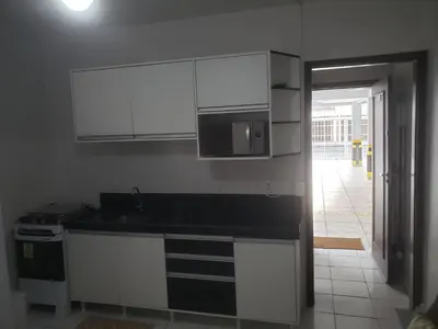 A planta de Apto 1 quarto, Centro de Bombinhas, 130 metros da praia.