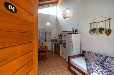 A cozinha ou kitchenette de Refúgio a 5min da Praia-2 vagas, Pet OK & Churras
