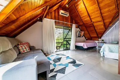 A planta de 271 - Loft em Residencial com Piscina a 200m da Praia