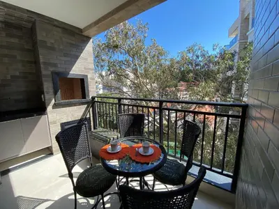 Uma varanda ou terraço em 129 Apartamento 5 pessoas no Waldgarten Bombinhas