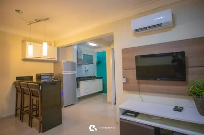 A planta de Flat com Piscina Térmica no Bombinhas Summer Beach