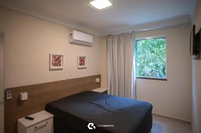 A planta de Flat com Piscina Térmica no Bombinhas Summer Beach