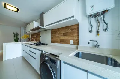 A cozinha ou kitchenette de Apartamento 308B – Edifício Boulevard em Bombinhas