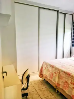 Uma cama ou camas num quarto em Casa de praia no Estaleirinho BC
