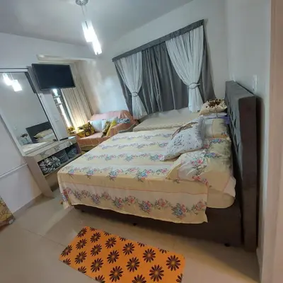 Uma cama ou camas num quarto em Hospede Mar Bombinhas