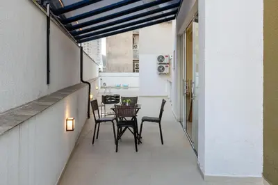 A planta de Apto 250 m da Praia c/ Churrasq. e Terraço PD7076