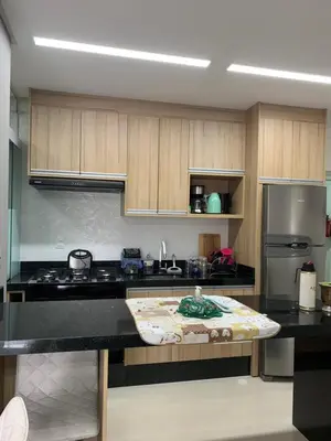 A cozinha ou kitchenette de Apto aconchegante e elegante Morretes itapema