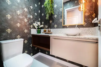 Uma casa de banho em Aluguel Apartamento 2 Suítes Bombinhas