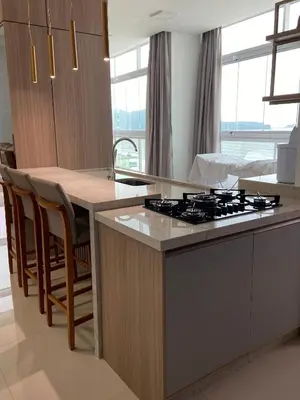 A cozinha ou kitchenette de Apto Almeida e Moraes 3 Suítes vista mar